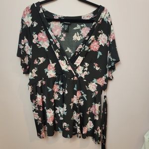 Torrid V Neck Tie Blouse
